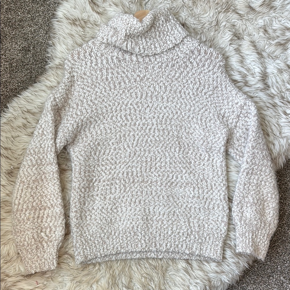 Pink & White Knitted Turtleneck Sweater